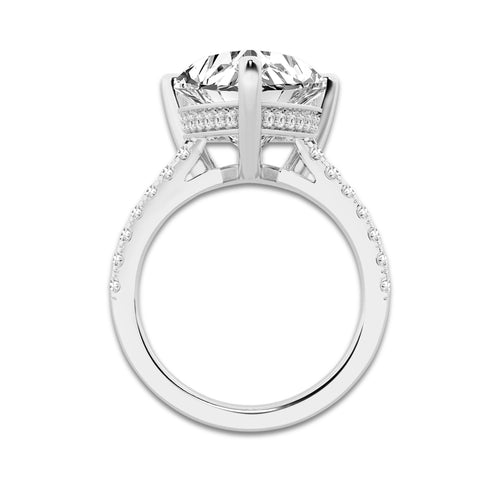 7.46 ctw Heart Lab-Grown Diamond Hidden Halo Side Stone Engagement Ring in Platinum for Women | Colorless E, VS1 Clarity, IGI Certified 7.00 ct Center Diamond