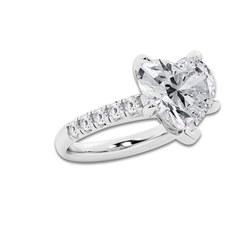 7.55 ctw Heart Lab-Grown Diamond Pave Engagement Ring in Platinum for Women | D Color, VVS1 Clarity, IGI Certified 7.00 ct Center Diamond