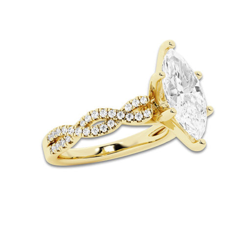 6.29 ctw Marquise Lab-Grown Diamond Twisted Shank Engagement Ring in 14K Yellow Gold for Women | D Color, VVS1 Clarity, IGI Certified 6.00 ct Center Diamond