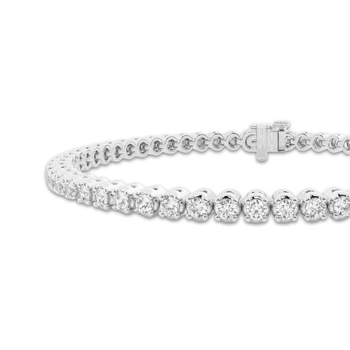 3 ctw Round Lab Grown Diamond Four-Prong Tennis Bracelet - 7.5 Inches Platinum, DE, VS1