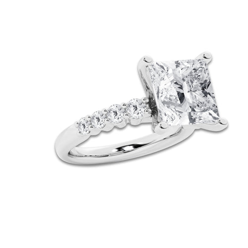 7.66 Ct Princess Lab-Grown Diamond Half Eternity Engagement Ring in Platinum for Female, Colorless (E), VS1 Clarity | IGI Certified, 7.00 Ct Center Diamond