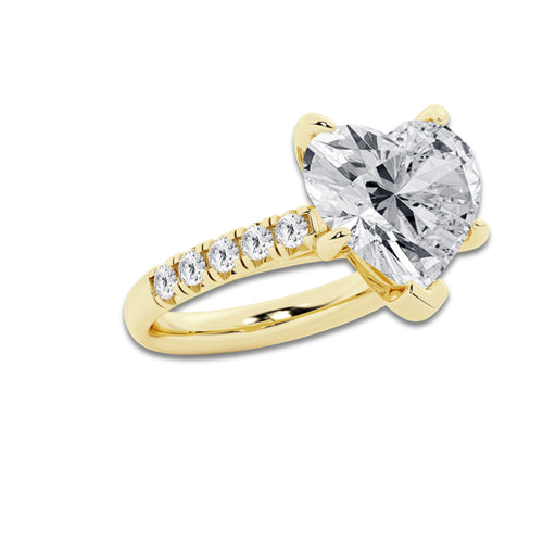 8.55 ctw Heart Lab-Grown Diamond Pave Engagement Ring in 14K Yellow Gold for Women | E Color, VS1 Clarity, IGI Certified 8.00 ct Center Diamond