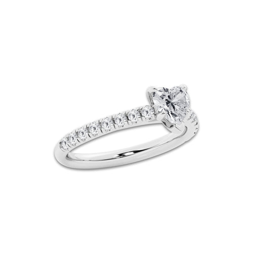 1.14 ctw Heart Lab-Grown Diamond Pave Engagement Ring in Platinum for Women | E Color, VS1 Clarity, IGI Certified 0.75 ct Center Diamond