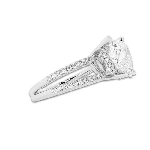 3 1/3 ctw Heart Lab Grown Diamond Engagement Ring Platinum, D, VVS | 3 ct Center