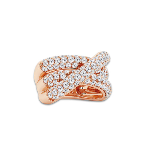 Rhythm 3 1/2 ctw Round Lab Grown Diamond Pave Crossover Band 14K Rose Gold, DE, VS1