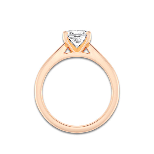 Freya 1 1/2 ctw Cushion Lab Grown Diamond Cathedral Solitaire Engagement Ring 14K Rose Gold, D, VVS | IGI Certified, 1 1/2 ct Center