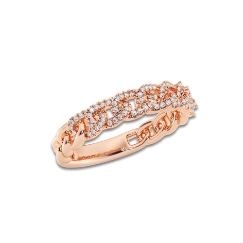 Encore 1/4 ctw Round Lab Grown Diamond Curb Link Stackable Ring 14K Rose Gold, DE, VS1