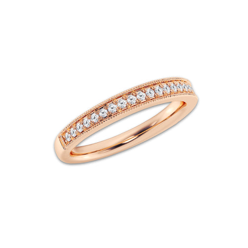 Eileen 1/5 ctw Round Lab Grown Diamond Milgrain Wedding Band 14K Rose Gold, DE, VS1