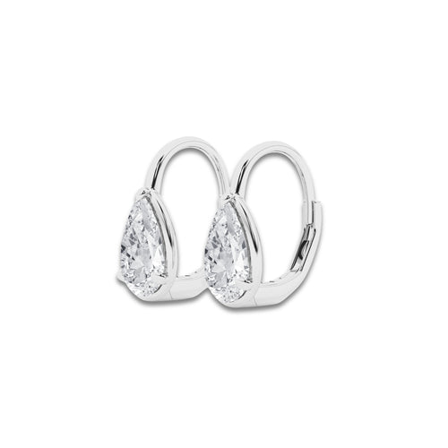 3 ctw Pear Lab Grown Diamond Solitaire Stud Earrings 14K White Gold, G, VS1 | IGI Certified