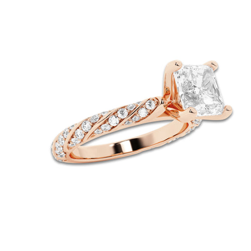 1.94 ctw Asscher Lab-Grown Diamond Twisted Band Engagement Ring in 14K Rose Gold for Women | Colorless E, VS1 Clarity, IGI Certified 1.50 ct Center Diamond