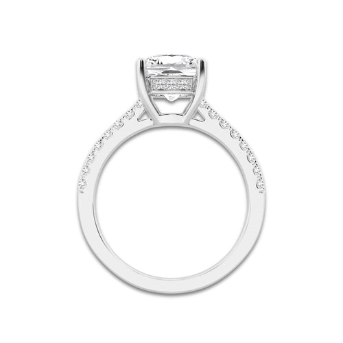 2.23 ctw Cushion Lab-Grown Diamond Hidden Halo Side Stone Engagement Ring in Platinum for Women | Colorless D, VVS1 Clarity, IGI Certified 2.00 ct Center Diamond