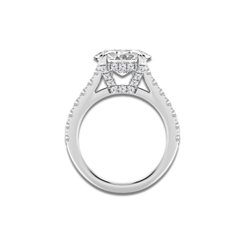 2 5/8 ctw Oval Lab Grown Diamond Hidden Halo Engagement Ring 14K White Gold, D, VVS | 2 ct Center