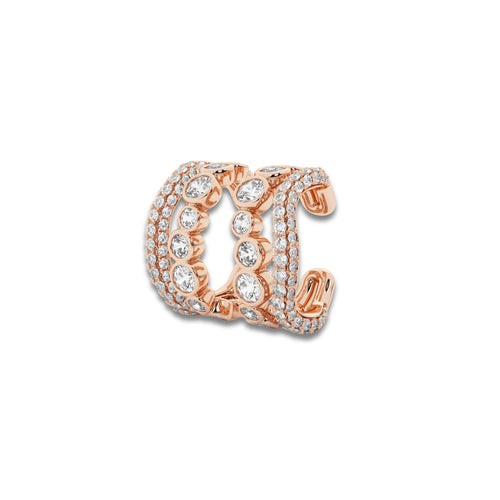 näas Bombë 1 1/4 ctw Round Lab Grown Diamond Cuff Earrings 14K Rose Gold, DE, VS1