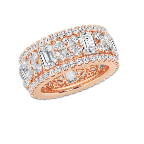 Ashlyn 6 ctw Multi-Shape Lab Grown Diamond Butterfly and Emerald Eternity Band 14K Rose Gold, DE, VS1