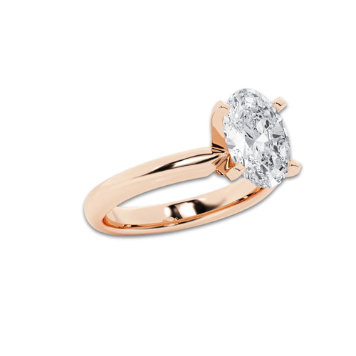 8.00 ctw Oval Lab-Grown Diamond Minimalist Engagement Ring in 14K Rose Gold for Women | E Color, VS1 Clarity, IGI Certified
