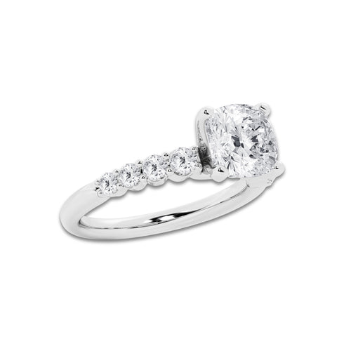 3.04 ctw Pear Lab-Grown Diamond Side Stone Engagement Ring in 14K White Gold for Women | Colorless D, VVS1 Clarity, IGI Certified 2.50 Ct Center Diamond