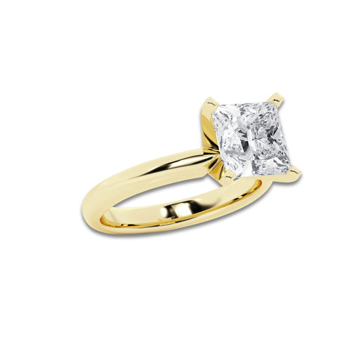 3.00 ctw Princess Lab-Grown Diamond Minimalist Engagement Ring in 14K Yellow Gold for Women | D Color, VVS1 Clarity, IGI Certified