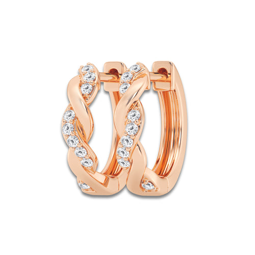 1/6 ctw Round Lab Grown Diamond Petite Hoop Earrings 14K Rose Gold, DE, VS1