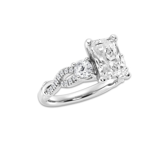 3 1/10 ctw Radiant Lab Grown Diamond Swirl Engagement Ring Platinum, D, VVS | 2 1/2 ct Center