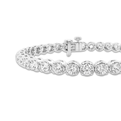 7 ctw Round Lab Grown Diamond Four-Prong Tennis Bracelet - 6.5 Inches 14K White Gold, DE, VS1