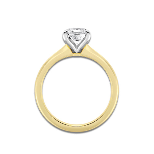 1.50 ctw Cushion Lab-Grown Diamond Solitaire Engagement Ring in 14K White Gold And Yellow Gold for Women | Colorless D, VVS1 Clarity, IGI Certified