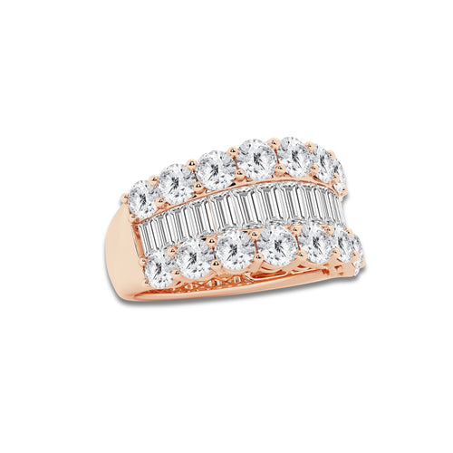 Hue 4 ctw Baguette and Round Lab Grown Diamond Band 14K Rose Gold, DE, VS1