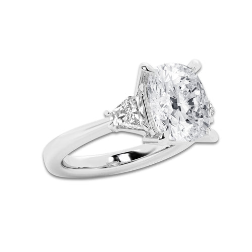 5 3/4 ctw Elongated Cushion Lab Grown Diamond Side Stone Engagement Ring Platinum, D, VVS | 5 ct Center