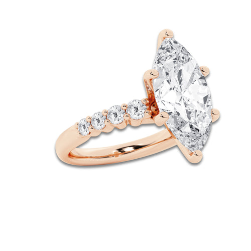 6.66 ctw Marquise Lab-Grown Diamond Side Stone Engagement Ring in 14K Rose Gold for Women | Colorless D, VVS1 Clarity, IGI Certified 6.00 Ct Center Diamond