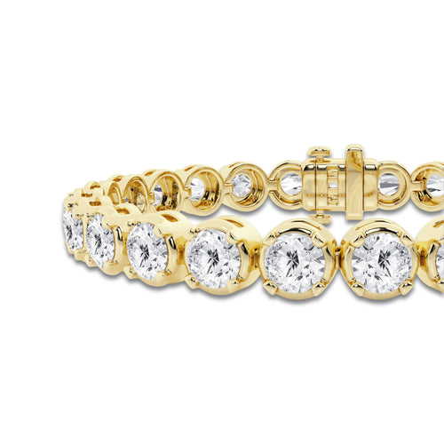 15 ctw Round Lab Grown Diamond Four Prong Tennis Bracelet -7 Inches 14K Yellow Gold, DE, VS1