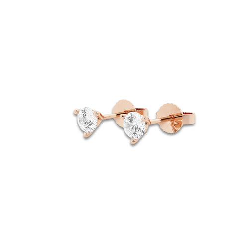 1 1/2 ctw Round Colorless Lab Grown Diamond Three Prong Martini Stud Earrings 14K Rose Gold, E, VS1