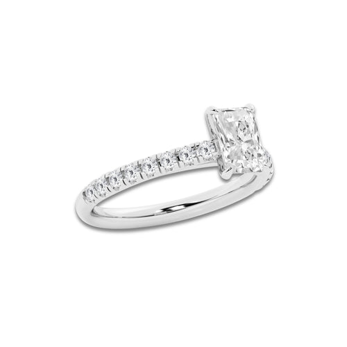 1.39 ctw Radiant Lab-Grown Diamond Pave Engagement Ring in 14K White Gold for Women | E Color, VS1 Clarity, IGI Certified 1.00 ct Center Diamond