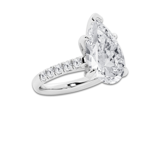 8.55 ctw Pear Lab-Grown Diamond Pave Engagement Ring in 14K White Gold for Women | D Color, VVS1 Clarity, IGI Certified 8.00 ct Center Diamond