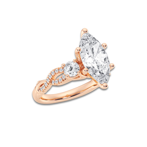 5.61 ctw Marquise Lab-Grown Diamond Side Stone Engagement Ring in 14K Rose Gold for Women | Colorless E, VS1 Clarity, IGI Certified 5.00 ct Center Diamond