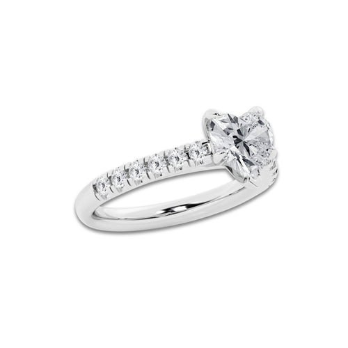 1.91 ctw Heart Lab-Grown Diamond Pave Engagement Ring in Platinum for Women | D Color, VVS1 Clarity, IGI Certified 1.50 ct Center Diamond