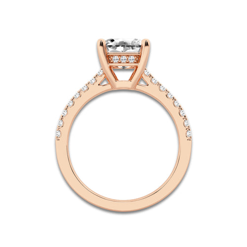 Shye 2 1/4 ctw Asscher Lab Grown Diamond Hidden Halo Engagement Ring 18K Rose Gold, D, VVS | IGI Certified, 2 ct Center