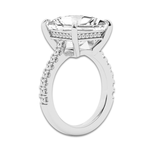 4.35 ctw Princess Lab-Grown Diamond Hidden Halo Side Stone Engagement Ring in 18K White Gold for Women | Colorless E, VS1 Clarity, IGI Certified 4.00 ct Center Diamond
