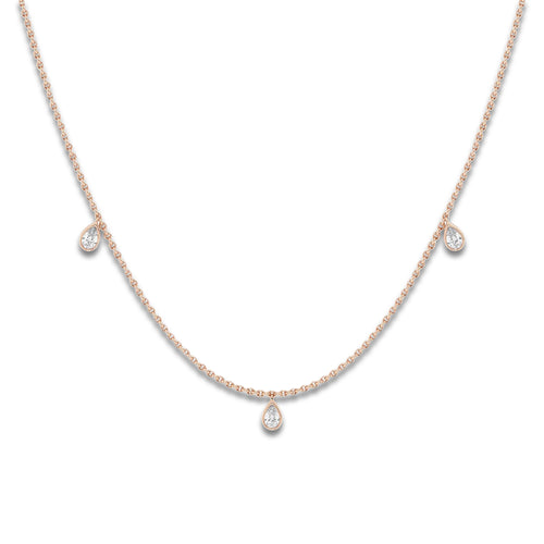 näas Romancing 1 ctw Pear Lab Grown Diamond Dangle Necklace with Adjustable Chain 14K Rose Gold, DE, VS1