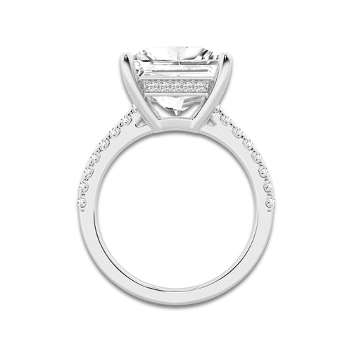 5.33 ctw Princess Lab-Grown Diamond Hidden Halo Side Stone Engagement Ring in Platinum for Women | Colorless D, VVS1 Clarity, IGI Certified 5.00 ct Center Diamond