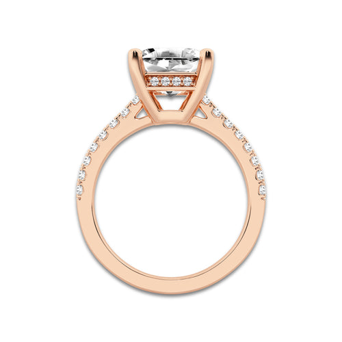 3.28 ctw Asscher Lab-Grown Diamond Hidden Halo Side Stone Engagement Ring in 18K Rose Gold for Women | Colorless D, VVS1 Clarity, IGI Certified 3.00 ct Center Diamond