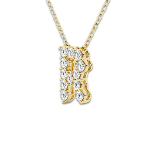 2/5 ctw Round Lab Grown Diamond Initial R Personalized Pendant 14K Yellow Gold, DE, VS1
