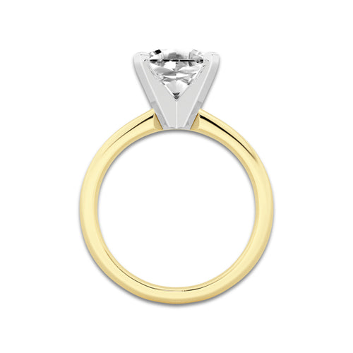 3.00 ctw Cushion Lab-Grown Diamond Minimalist Engagement Ring in 14K White Gold And Yellow Gold for Women | D Color, VVS1 Clarity, IGI Certified