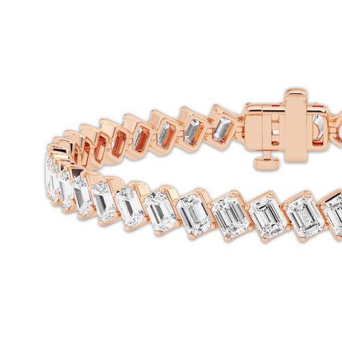 14 1/2 ctw Emerald Lab Grown Diamond Diagonal Tennis Bracelet - 7 Inches 18K Rose Gold, DE, VS1