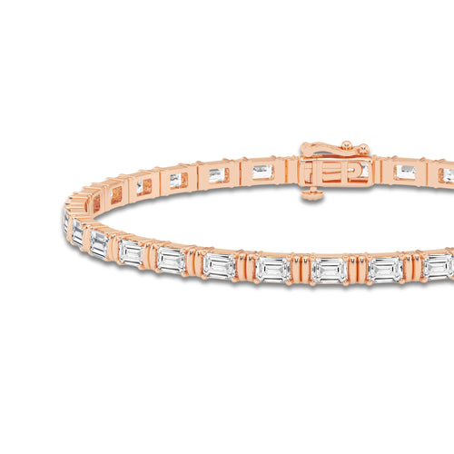 10 ctw Emerald Lab Grown Diamond Tennis Bracelet - 8 Inches 14K Rose Gold, DE, VS1