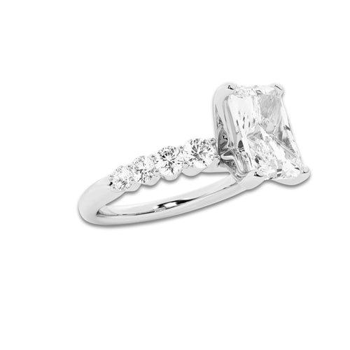 2.04 ctw Radiant Lab-Grown Diamond Side Stone Engagement Ring in Platinum for Women | Colorless E, VS1 Clarity, IGI Certified 1.50 Ct Center Diamond