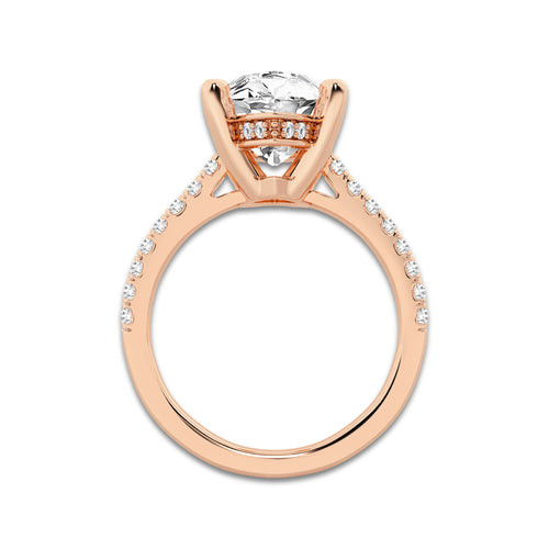 5.35 ctw Marquise Lab-Grown Diamond Hidden Halo Side Stone Engagement Ring in 18K Rose Gold for Women | Colorless D, VVS1 Clarity, IGI Certified 5.00 ct Center Diamond