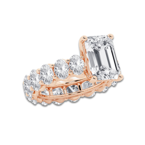 Georgia 10 ctw Emerald Lab Grown Diamond Eternity Engagement Ring 14K Rose Gold, D, VVS | IGI Certified, 5 ct Center