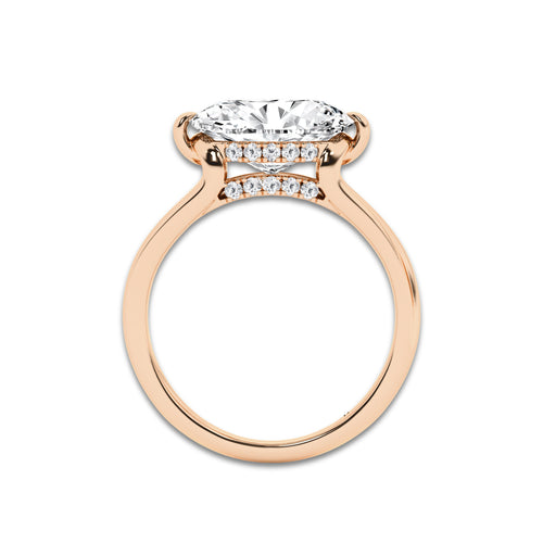 Embrace 3 1/6 ctw Oval Lab Grown Diamond Solitaire Engagement Ring 14K Rose Gold, E, VS1 | Certified, 3 ct Center