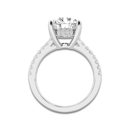 3.28 ctw Round Lab-Grown Diamond Hidden Halo Side Stone Engagement Ring in Platinum for Women | Colorless E, VS1 Clarity, IGI Certified 3.00 ct Center Diamond
