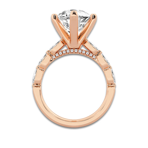 7.48 ctw Marquise Lab-Grown Diamond Marquise Side Stone Engagement Ring in 14K Rose Gold for Women | Colorless E, VS1 Clarity, IGI Certified 7.00 ct Center Diamond
