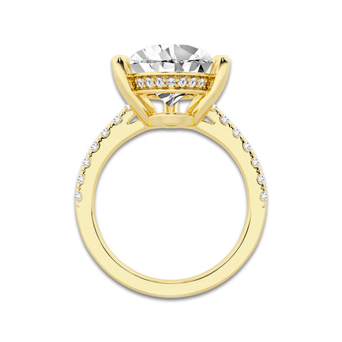 6.39 ctw Pear Lab-Grown Diamond Hidden Halo Side Stone Engagement Ring in 18K Yellow Gold for Women | Colorless D, VVS1 Clarity, IGI Certified 6.00 ct Center Diamond